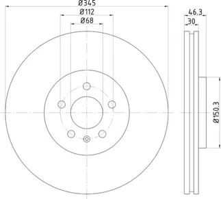 Hella Pagid Front Disc Brake Rotor - 8E0615301T